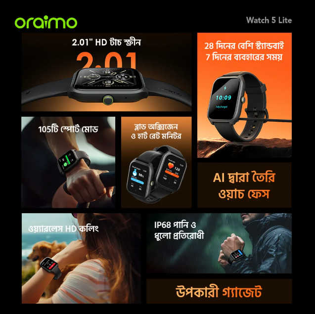 Oraimo%20Watch%205%20Lite%202.01"%20HD%20IP68%20Smart%20Watch%20(OSW-804)%20-%20Image%202