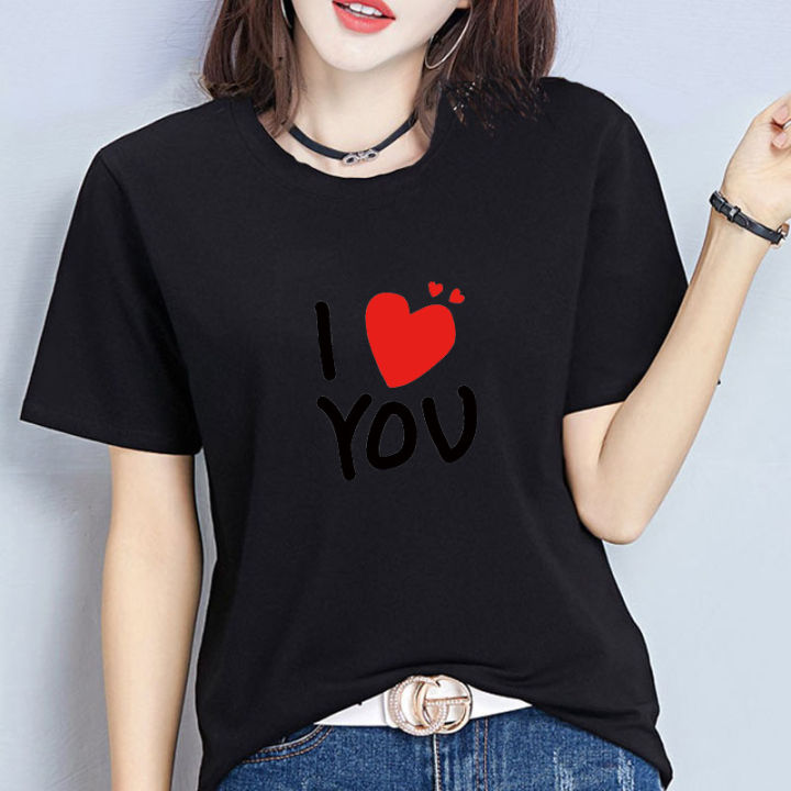 %5B%20In%20stock%20%5D%20Summer%20Korean%20Style%20Women's%20Clothing%20English%20I%20LOVEYOU%20Short%20Sleeve%20T%20Loose%20Slimming%20round%20Neck%20Pullover%20Bottoming%20Shirt%20-%20Image%206