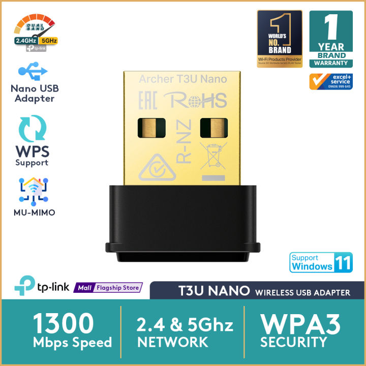 TP-Link Archer T3U Nano AC1300 Nano Wireless MU-MIMO USB Adapter ...