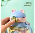 Cute Kids Water Bottles With Straw Children's 410ml Large Capacity Kawaii Cartoon Student School Travel Water Cup. 
