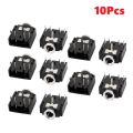 10Pcs PCB Mount Female 3.5mm 5 Pin Audio Socket Connector PJ-307 Headphone Stereo Amplifier Socket. 