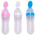 Silicone Baby Food Dispensing Spoon & Feeder, Travel Baby Training Bottle with Spoon Soft Head Baby Feeding Tools- kids. 