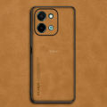 New Phone case Vivo Y28 4G Back cover matte Invisible Hard Bracket Slim Back cover PU Leather Phone casing +Universal Kickstand.