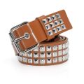 Punk Rivet Adjustable PU Leather Waistband Studded Belt Square Beads. 