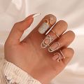 1Pc Delicate Crystal Geometric Nail Cover Rings Set for Women Girl Nail Ring Accessories.