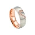 Couple Ring Round Half Heart Pattern Jewelry Bright Luster Rhinestones Ring for Valentine Day. 