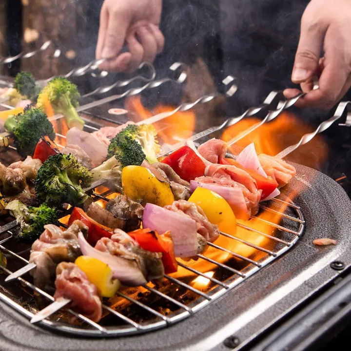 38cm%20Length%20Barbecue%20Stick%20Easy%20To%20Use%20Stainless%20Steel%20Flat%20Skewers%20Stick%20Rust-Resistant%20Metal%20Kebab%20Stick%20for%20Outdoor%20-%20Image%206