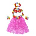 2 Set Grass Skirt: 1 Set 6 Pcs Hawaiian Grass Skirt Flower Hula Lei Wristband Garland Fancy Dress Costume & 1 Set Pink Children Hawaiian Grass Skirt Hula Luau Party.