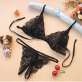 underwear free small three-point women's transparent lace bra underwear temptation split suit a generation of hair.