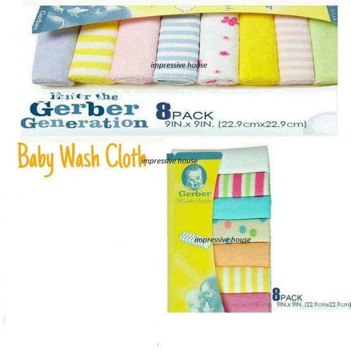 Soft Cotton Baby Handkerchief or Towel - 8pcs/Pack