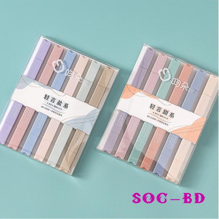 Fluorescent Pen 6 Colored Soft Highlighter Morandi Marker Pen Daraz