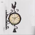 Double Sided Wall Clock, Outdoor Garden Clock Train Station Clock Vintage Wall Mounted Clock-. 