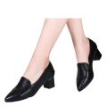 Versatile pumps with soft leather pointed-toe block heel fashion pointed-toe spring fall 2023 new high heels women's mid-heel singles. 