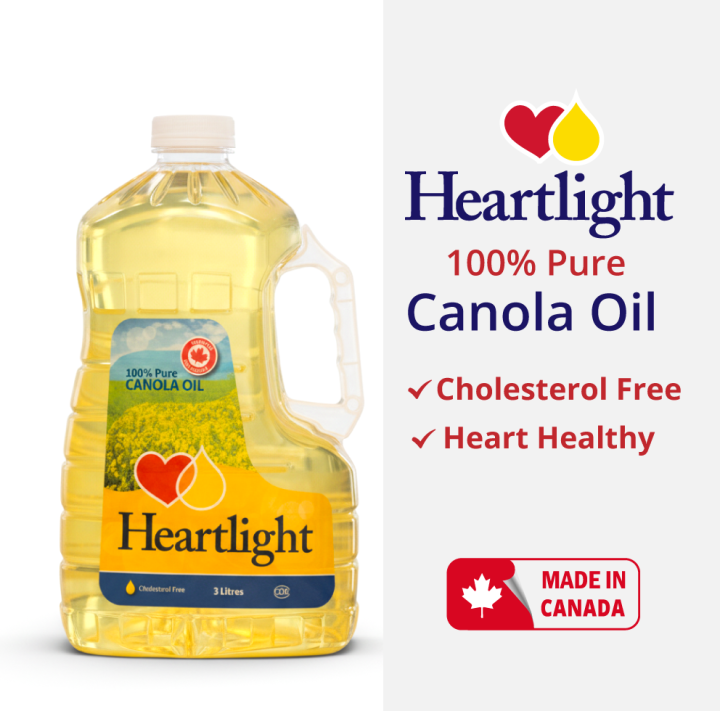 Heartlight Canola Oil – 100% Pure & Cholesterol Free – Imported from Canada – 3 Litres Bottle