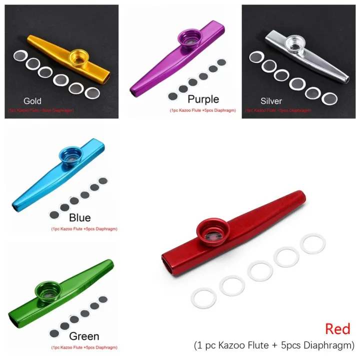 %E3%80%90Best%20value%20for%20money%E3%80%91%20Fashion%20Silver%20Children%20Kids%20Aluminum%20Kazoo%20Flute%205%20Pcs%20Diaphragm%20Harmonica%20Metal%20-%20Image%202