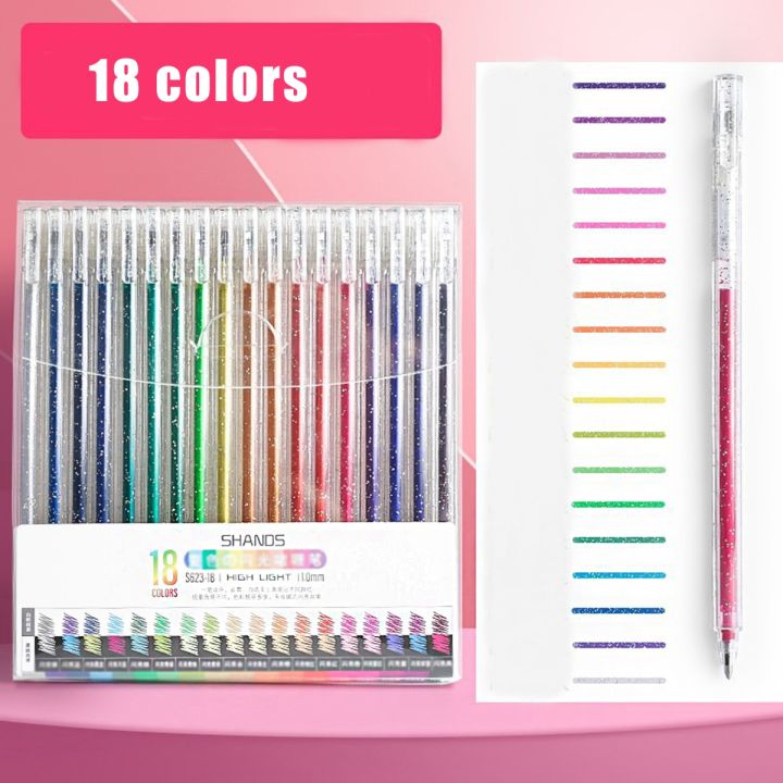 12pcs/18pcs%20Glitter%20Gel%20Pen%20Set%20with%2018%20color%20ink%20refill%20suitable%20for%20children%20adult%20coloring,%20journaling,%20art%20drawing,%20book%20doo%20-%20Image%207