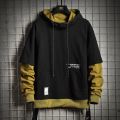 Patchwork Hoodie Men High Street Harajuku Hooded Sweatshirts Mens Letter Print Hoodies Streetwear Hop Pullover Hoodie.