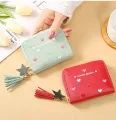 Korean Style Fashion Ladies Women Short Wallet Small Cute Girl PU Leather Coin Purse with Zipper Mini Handbags Purse Card Holder Wallet for Women Ladies. 