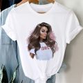 White Women's Clothing T-shirt Fashion Blowing Bubble Girl Print Ladies Tshirt Summer Harajuku Short-sleeved Tops Womans T Shirt. 