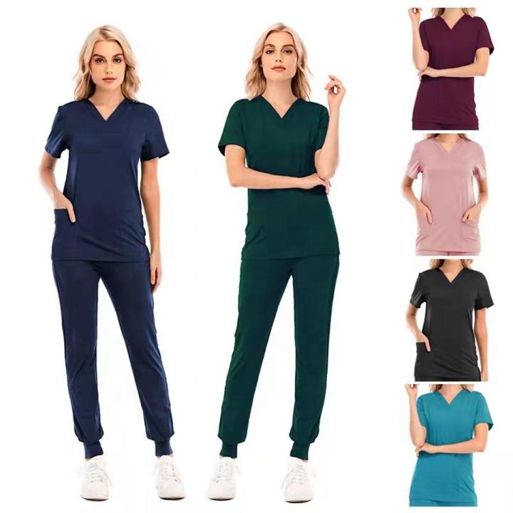 High Quality Short Sleeves Hospital Uniform Doctor Nurse Clothes Medical Scrub Suit Set Nursing