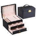 Hot Selling Three-Layer PU Leather Drawer Style Jewelry Box Earring Jewelry Storage Box Earrings With Locked Jewelry. 