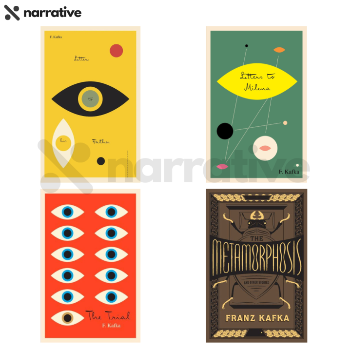Franz Kafka 4 Book Set Collection, The Trial, Letter to the Father, The Metamorphosis, Letters To Milena By Franz Kafka (Premium Print)