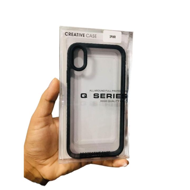 Q Series Back Cover  For iphone XR(Transparent,Black)