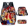 3PC-SET One Piece Luffy Schoolbag Recharged Backpack Student One Piece Backpack Boys Girls Anime Cartoon School Bag Mochila.