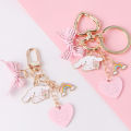 Cute Girls' Keychains Car Keys Key Chains Bag Decor Pink Rosette Rainbow Pendant MJD. 