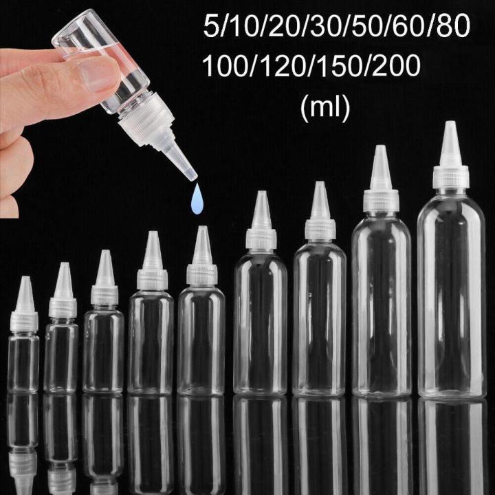 10-200ml Empty Dropper Bottle with Cap Plastic Nozzle Dropper Caps