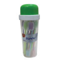 Sunny toothbrush soft multicolour 24 psc with cap and 2 water pot jar free.