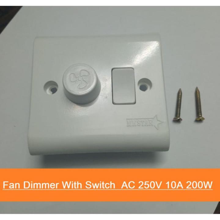 Fan Dimmer With Switch  AC 250V 10A 200W Heavy Duty Brass Contact Wall Mount Switch Box IPS Loading For Electrical Devices LED Light Dimmer Fan Regulator