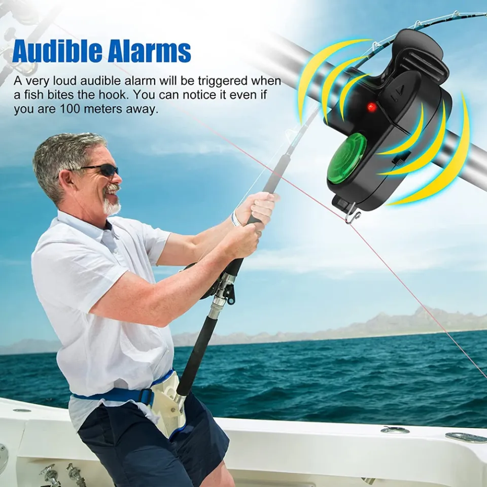Fishing Bite Alarm With LED Light  Smart Electronic Alarm For Rods With  Sound & Light Alert (2 Pack) Fishing Pole Alarm For Bite Indicator