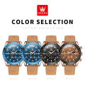 OLEVS Watch for Men  Waterproof Trendy Kpop Style Chronograph Phase of Moon Calendar Luminous Leather Strap 9957. 