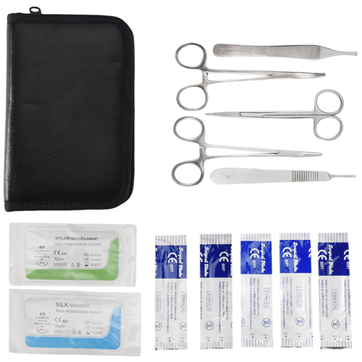Suture Kit,Stainless Steel Training Instruments with Scalpel Blades for Veterinarian,Biology and Dissection Lab Students