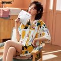 Button Lovers Pijamas Fashion His and Hers Shorts Sleepwear Summer Japanese Kimono Style Turn-down Collar Cotton Couple Pajamas. 