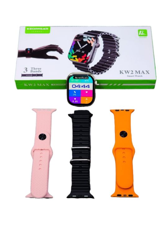 Keqiwear KW2 Max Smartwatch – 49mm Display, 3 Stylish Belts, Wireless Charging, Customizable Faces