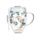 Dried Flower Double Walled Glass Mug 350ml Coffee Mug with Dry Flowers Decorative and Creative Flower Mug Double Wall Flower Cup.