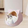 Cat Bed Sleeping Snooze Calming Pet Supplies Kennel Cozy Semi Enclosed Pet Cat Nest Stars Pink Small. 