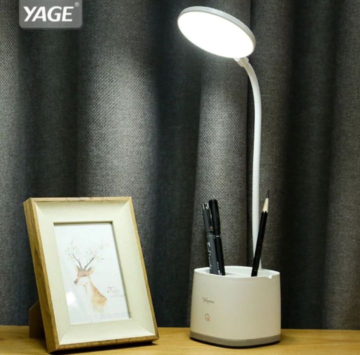 YAGE Touch Sensor Flexible LED Table Lamp With Pen Holder Touch Sensor Control Flexible Lamp Rechargeable USB Desk Lamp for Reading Working Studying