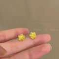 Golden Flower Stud Earrings Feminine Temperament Sense of Luxury 2023 New Trendy Ins Style Earrings Earrings Douyin Live Broadcast. 