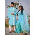 Dhupian Sari And Dhupian Punjabi For Combo Couples Clothing - Sari. 