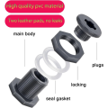 1Set PVC Bulkhead Fitting 3/4 Inch with Plugs Garden Hose Adapter with Clamp Kit Water Tank Connector Thru-Bulk Pipe Fitting. 