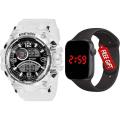 Combo offer , Buy 1 Get 1 , Dailylife Waterproof White Color Digital Watch And Square Led Digital Watch.