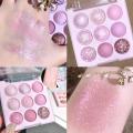 Rose Pink Purple Color Eyeshadow Palette 9 Colors Pearlescent Matte Glitter Eyeshadow Palette Shiny Eye Korean Makeup Pigments.