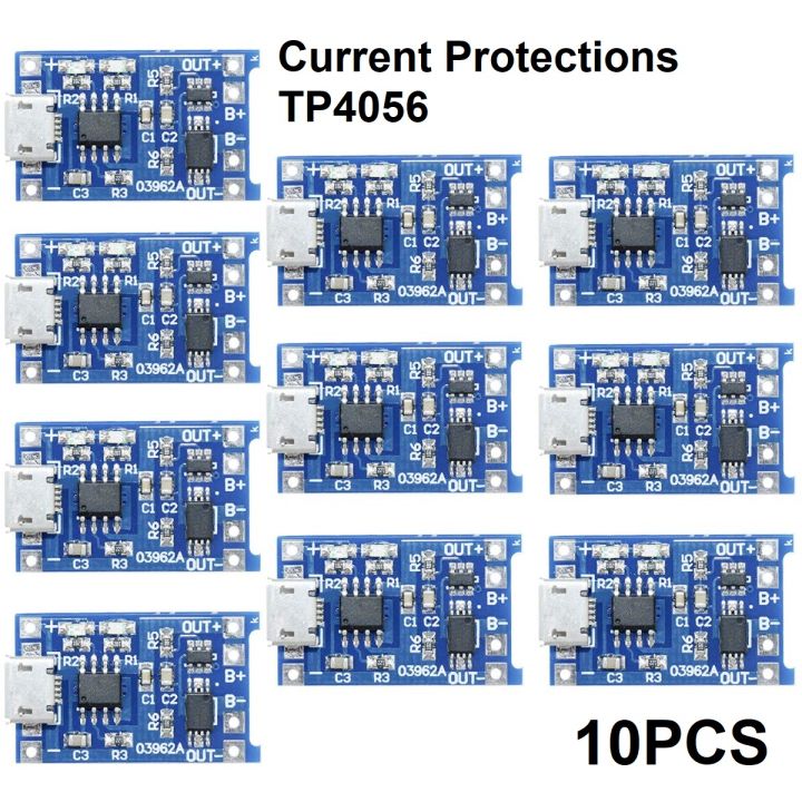10Pcs- Current Protections TP4056 Module TP4056 Circuit 5V 1A Micro USB With Current Protection Battery Charger Circuit Module 3.7V Battery Charger 18650 AA AAA 3.7V Batteries Charging Circuit - solar panel 100w