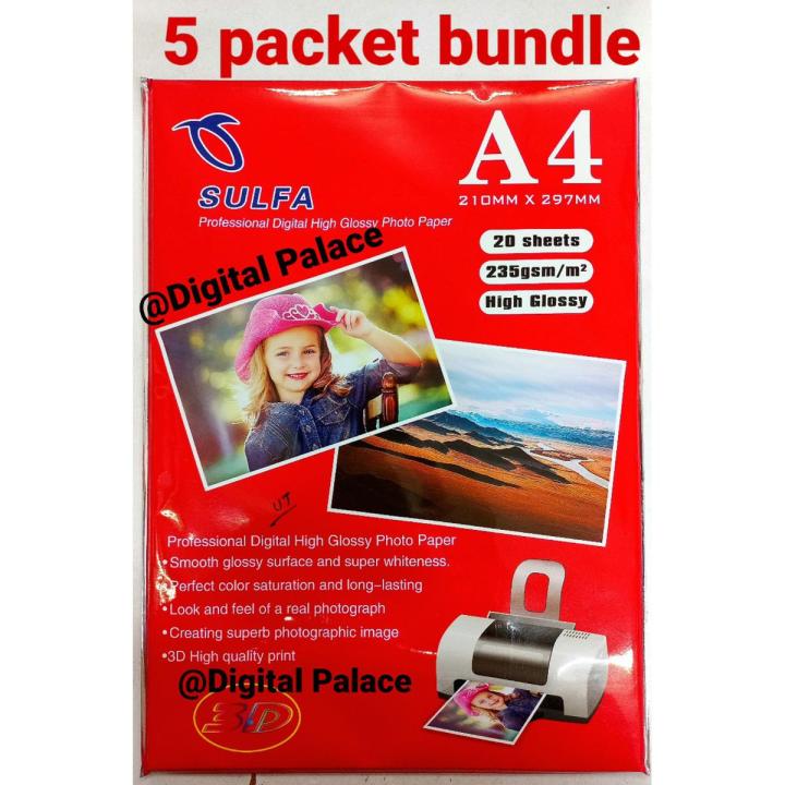 SULFA Photo Paper 235g Digital high glossy New 5 pack 100 sheets