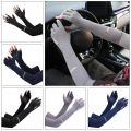 Women Ice Silk Arm Sleeves with gloves UV Protection Cool Arm Hands Cover Anti-skid Palm Cycling Motorcycle. 