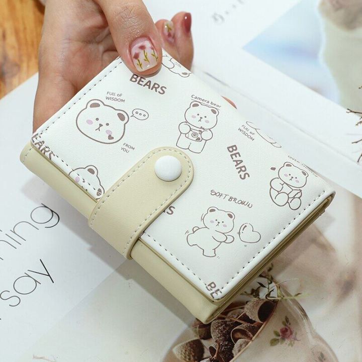 Pink PU Leather Long Wallet For Women - Cartoon Pitbull & Flowers Design, Card Holder Pouch