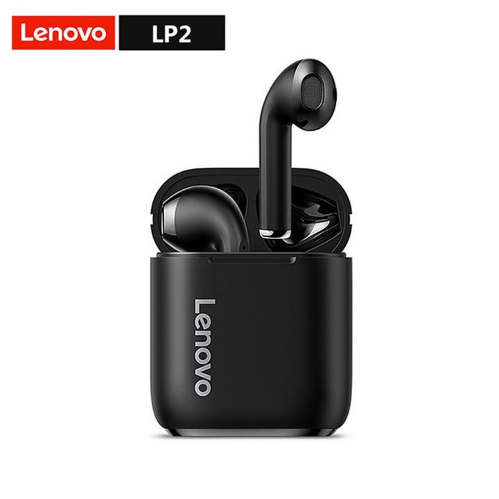 Lenovo wireless headset bluetooth 5.0 voice call headphone dual stereo bass touch lp2 update ipx5 waterproof dual microphone sbc hd audio earphone